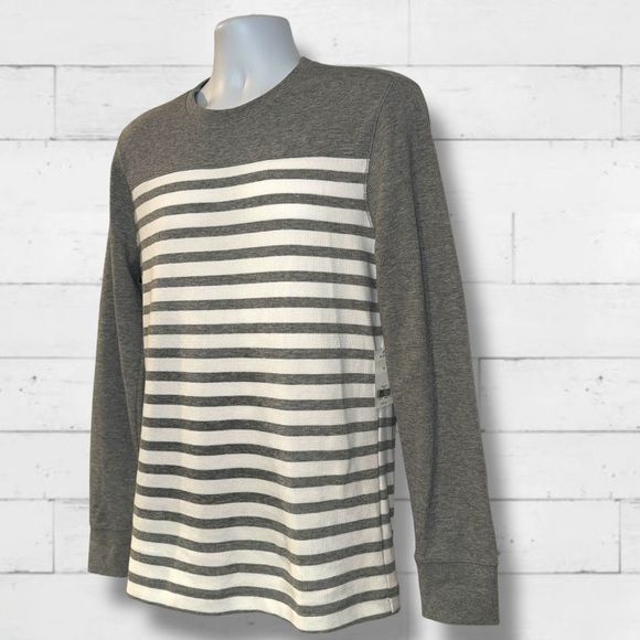 Banana Republic Men’s Pullover Long Sleeve Stripe Crewneck Gray White NWT Size M - Picture 4 of 15